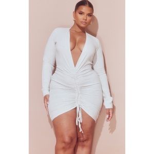 NWOT Stone Ruched Front Bodycon Dress
